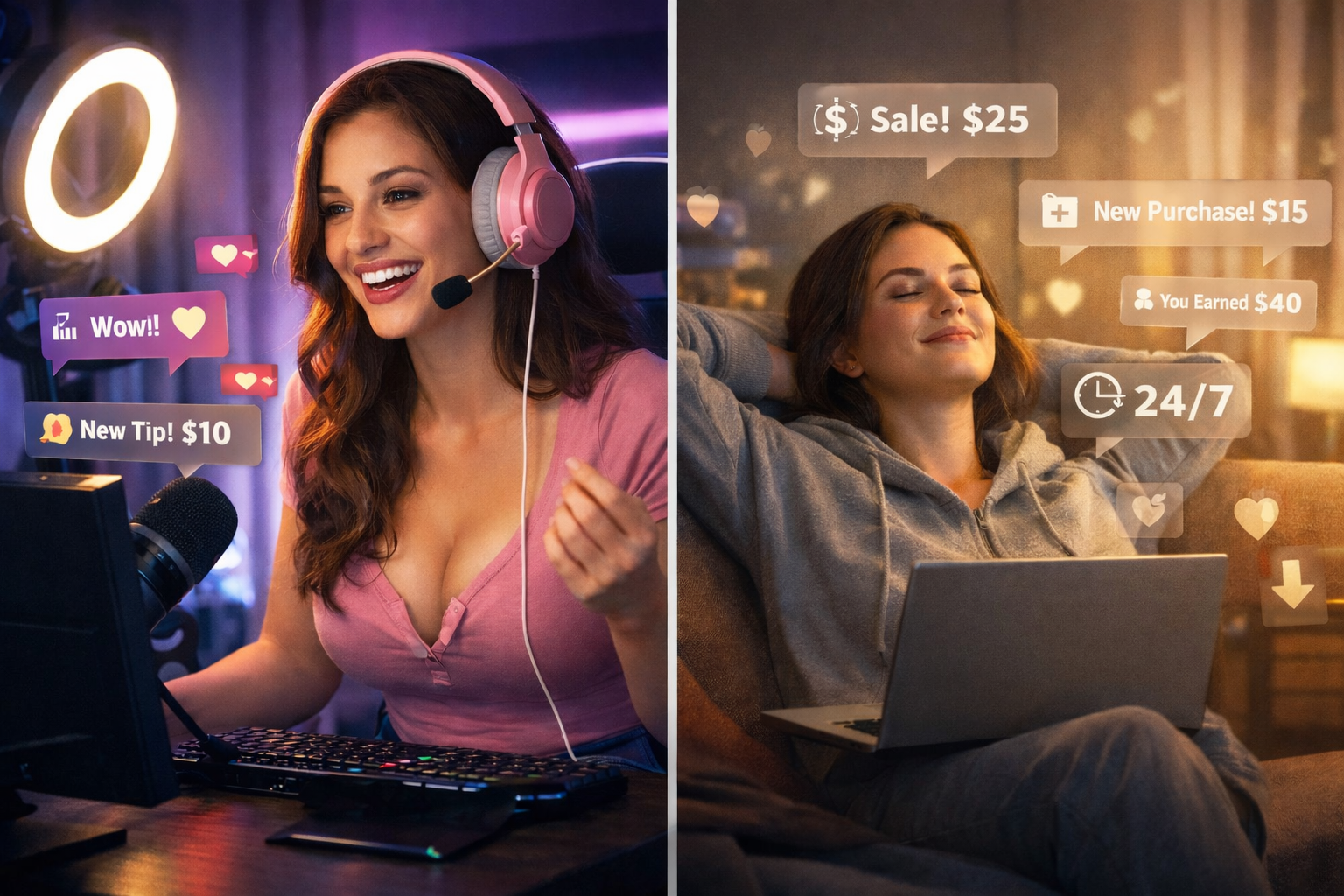 Creator care face bani 24/7 din camchat prin monetizare de conținut digital